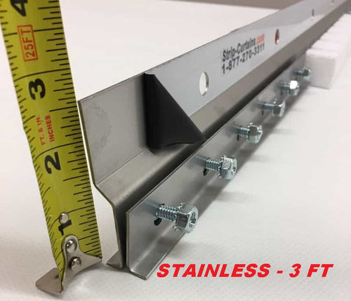 Stainless Face Mount Strip Door Hardware - 3' Section - Includes Lock Plates and Nuts