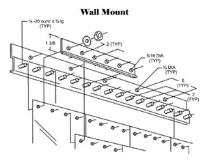 Face Mount Strip Door Hardware - 14 Gauge Heavy Duty Steel 3' Section - Includes Lock Plates and Nuts